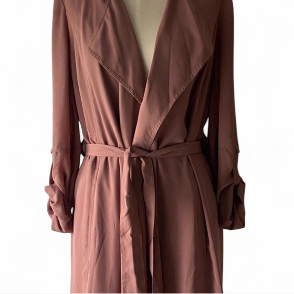 Terracotta long wrap Cardigan- Belted Trench Coat-XL